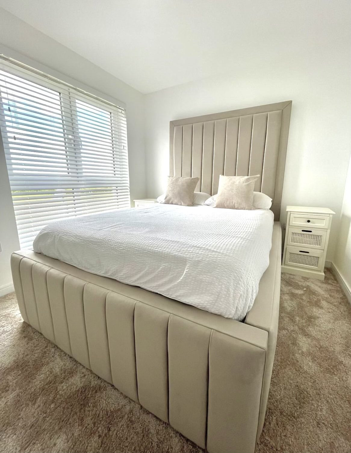 Cavendish Bedframe Full Setup Zoomed Out Side Corner View