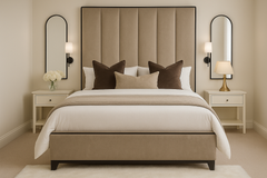 Hugo Luxury Tall Panelled Bed With Contrast Piping