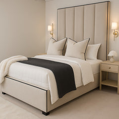 Hugo Luxury Tall Panelled Bed With Contrast Piping
