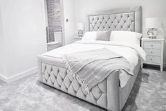 Kensington Bedframe Full Setup Side Corner View